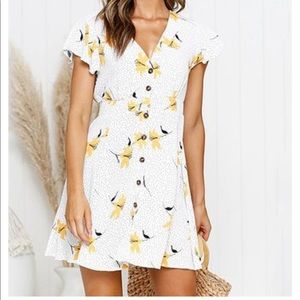 COPY - NWT White Floral Button A-Line Dress
